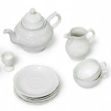 חלקי סט קפה פורצלן לבן, דגם Sanssouci תוצרת רוזנטל (Rosenthal)