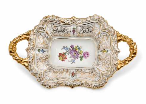 מגש פורצלן גרמנית בסגנון מייסן (Meissen)