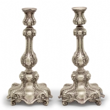 זוג פמוטים רוסים עתיקים מתוצרת: Alex Katsch עשויים מתכת מצופה כסף חתומים