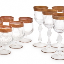 שש כוסות יין ושש כוסות קוניאק - עשויים קריסטל בוהמי