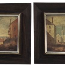זוג ציורים עתיקים, שמן על בד, חתום
