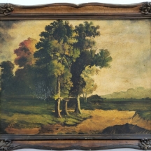 'נוף חורשה' - ציור עתיק שמן על לוח, חתום