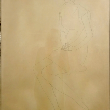 'אישה יושבת'- רישום עט על נייר, חתום ומתוארך חיפה 1964