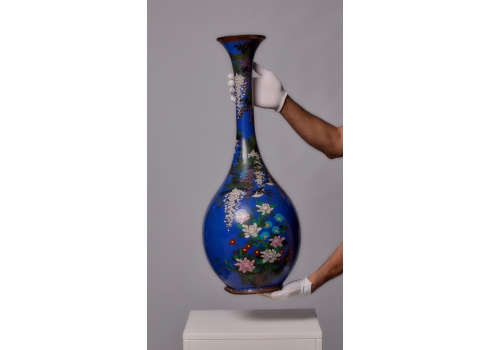 אגרטל ריצפה קלואזונה (Cloisonne) יפני עתיק איכותי וגדול