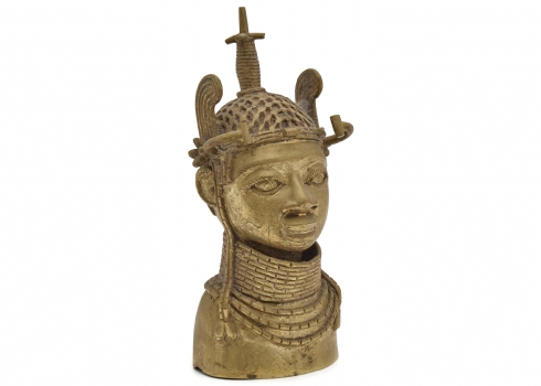 פסל ראש נסיכה עשויה עבודת בנין אפריקאית עשויה יציקת פליז