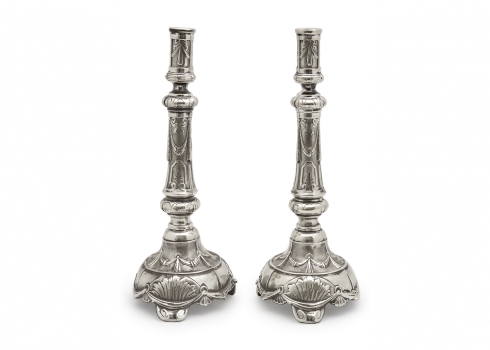 זוג פמוטים יהודים פולנים עתיקים מתוצרת 'Warszawa Henneberg'