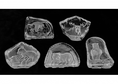 חמש משקולות נייר מזכוכית אמנותית