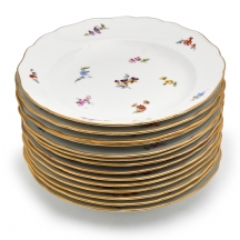 14 צלחות מנה עיקרית פורצלן גרמניות איכותית ועתיקות מתוצרת 'מייסן' (Meissen)