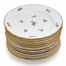 14 צלחות מנה עיקרית פורצלן גרמניות איכותית ועתיקות מתוצרת 'מייסן' (Meissen)