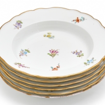 שש צלחות פורצלן גרמניות איכותית ועתיקות למרק מתוצרת 'מייסן' (Meissen)