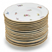 16 צלחות פורצלן גרמניות איכותית ועתיקות למנה ראשונה מתוצרת 'מייסן' (Meissen)