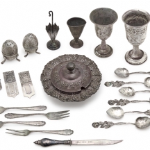 21 כלי כסף ישנים ועתיקים יצרנים ודגמים שונים, כולם חתומים