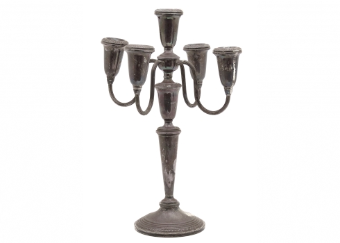 קנדלברה אמריקאית לחמישה נרות, עשויה כסף 'סטרלינג' (925) חתומה מוכבדת