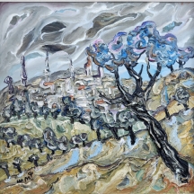 מיכאל משה שטיינברג (1933-2010) - 'נוף באפור', שמן על בד, חתום במונוגרם