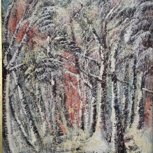 מנושר ניאזי (Manosur Niazi, נ׳ 1936) - 'שביל ביער', שמן על בד, חתום ומתוארך 66