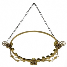 מראת קיר וינטג' אליפטית עם מסגרת עלי ורדים מוזהבת