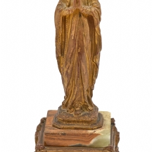 פסלון נוצרי עתיק מהמאה ה-19, עשוי ברונזה (שאריות הזהבה) ואוניקס