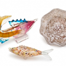 3 כלי זכוכית מורנו עשויים בעבודת ניפוח ידנית