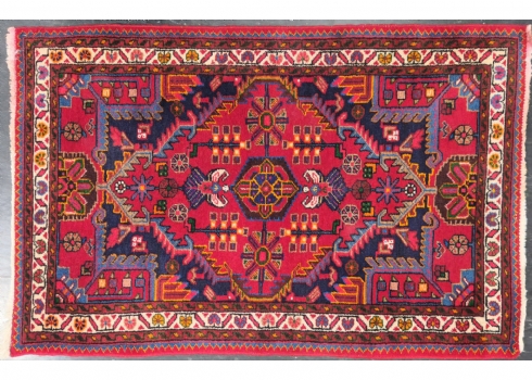 שטיח פרסי בעבודת יד  צמר, דגם גאומטרי צבעוני