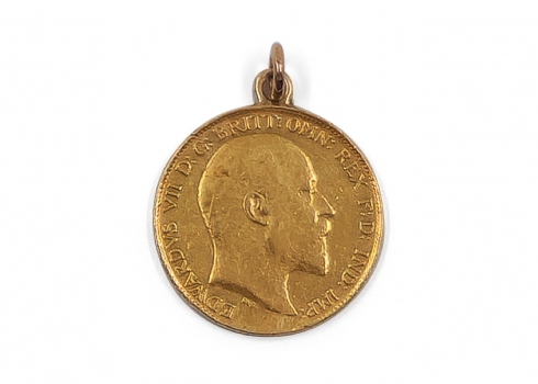 מטבע זהב - חצי סוברן 1902, בריטניה, אדוארד VII- מולחם (4 גרם זהב)