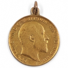 מטבע זהב - חצי סוברן 1902, בריטניה, אדוארד VII- מולחם (4 גרם זהב)