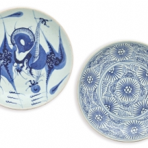 לאספנים - זוג קערות חרס סיניות עתיקות שנמשו מהים ממטען דיאנה המפורסם בשנת 1817