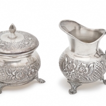 שני כלי כסף ישראלים לחלב וסוכר מתוצרת אצעדה (Ezada), עשויים כסף 'סטרלינג' (925)