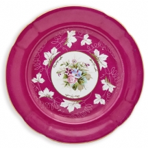 מגש פורצלן רוסי עתיק וגדול מתוצרת גארדנר (Gardner porcelain), מעוטר באמייל ובזהב