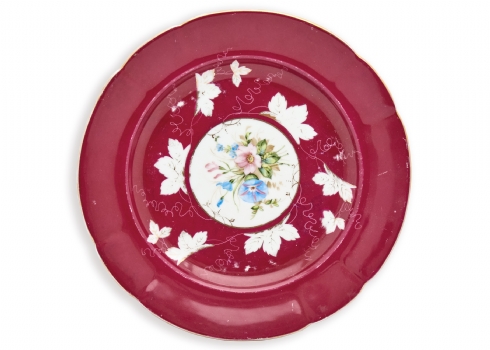 מגש פורצלן רוסי עתיק וגדול מתוצרת גארדנר (Gardner porcelain) מעוטר באמייל ובזהב