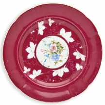 מגש פורצלן רוסי עתיק וגדול מתוצרת גארדנר (Gardner porcelain) מעוטר באמייל ובזהב