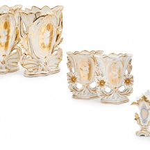 שלושה זוגות אגרטלי פורצלן צרפתים עתיקים מתוצרת: Old Paris