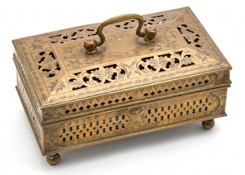 תיבת אנגלית שולחנית עתיקה מהמאה ה-19 יוצרה בברמינגהאם