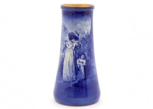 אגרטל פורצלן אנגלי עתיק וגדול מתוצרת Royal Doulton, מסדרת "הילדים הכחולים", חתום