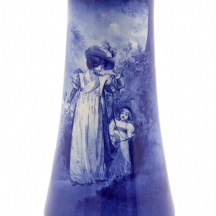 אגרטל פורצלן אנגלי עתיק וגדול מתוצרת Royal Doulton, מסדרת "הילדים הכחולים", חתום