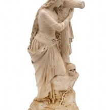 פסל גבס נוצרי גדול בדמותה של הנזירה הצרפתייה והקדושה מדלן סופי ברט, חתום