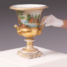 אגרטל פורצלן צרפתי גדול ועתיק, Old Paris, 1830–1850, ציורי יד