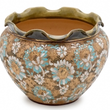 עציץ קרמיקה אנגלי מתוצרת רויאל דולטון (Royal Doulton), מעוטר וחתום