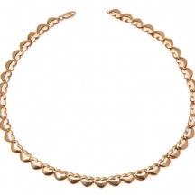 שרשרת זהב צהוב 14 קארט, חוליות בצורת לבבות