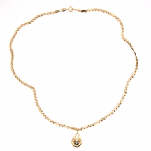 שרשרת ותליון טיפה עשויים זהב צהוב 14 קארט, חתום, התליון משובץ 3 יהלומים