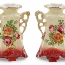 זוג אגרטלי פורצלן אנגליים עתיקים, מהמאה ה-19 (ויקטוריאניים)