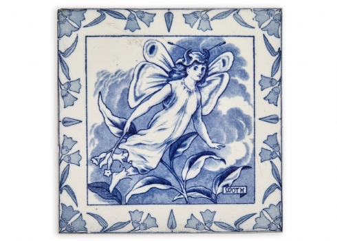 אריח פורצלן אנגלי עתיק מתוצרת Josiah Wedgwood & Sons Etruria