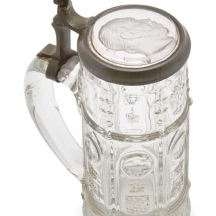 כוס שיכר (בירה) עתיקה עשויה זכוכית ופיוטר