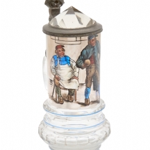 כוס בירה/שיכר עתיקה (Beer tankard או Beer stein) גרמנית, עשויה זכוכית מרובבת