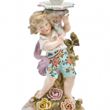 פמוט פורצלן שולחני עתיק המאה ה-19 או תחילת המאה ה-20, מתוצרת SITZENDORF, גרמניה