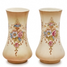 זוג כדי חרס אנגלים ויקטוריאניים עתיקים תוצרת קראון דבון (Crown Devon)