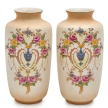 זוג כדי חרס אנגלים ויקטוריאניים עתיקים תוצרת קראון דבון (Crown Devon), חתומים