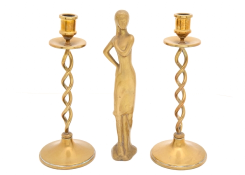 זוג פמוטי פליז אנגליים ופסל ברונזה