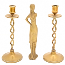 זוג פמוטי פליז אנגליים ופסל ברונזה