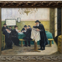 יעקוב ווסובר (Jacob Vassover) - 'לומדים גמרא', שמן על בד, חתום