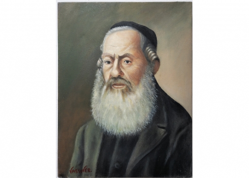 יעקוב ווסובר (Jacob Vassover) - 'רב מזוקן' שמן על בד, חתום